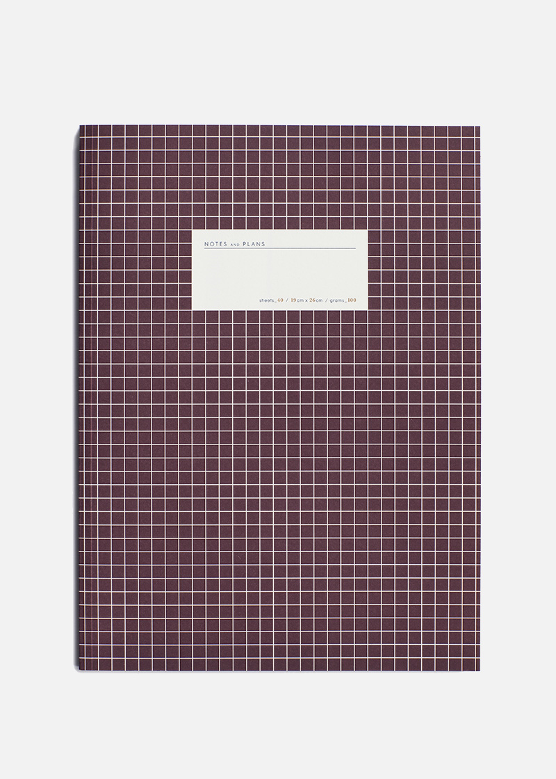 large grid notebook dark red