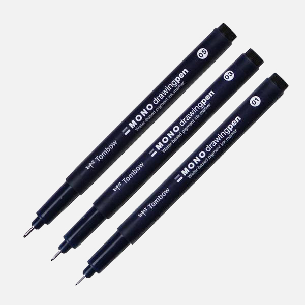 Tombow Mono Drawing Pen set 3 // black fineliner