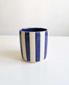 Ceramic cup blue stripe