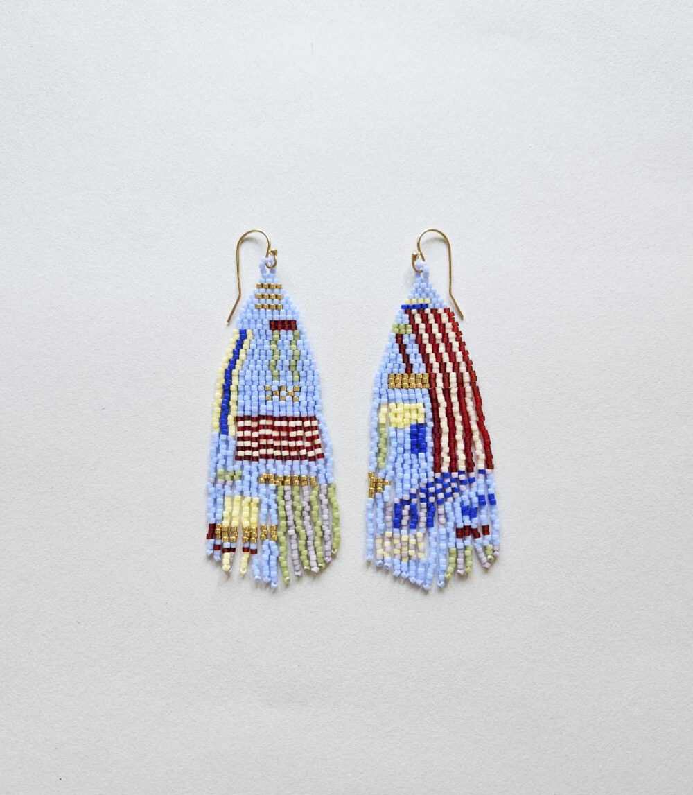 blue seed bead earrings