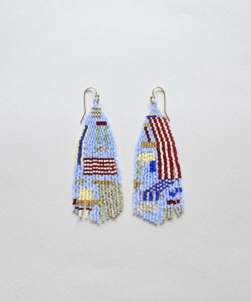 blue seed bead earrings