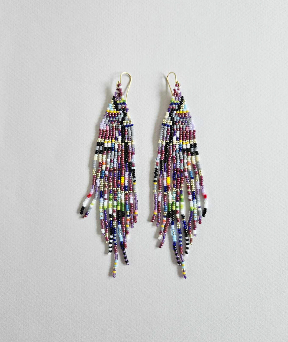 Purple seed bead earrings