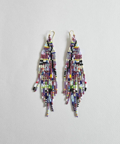 Purple seed bead earrings